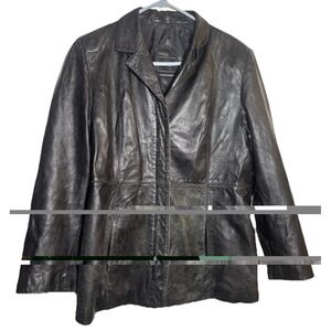 Vintage Outbrook Women's‎ Black Lambskin Leather Blazer Jacket L Lined